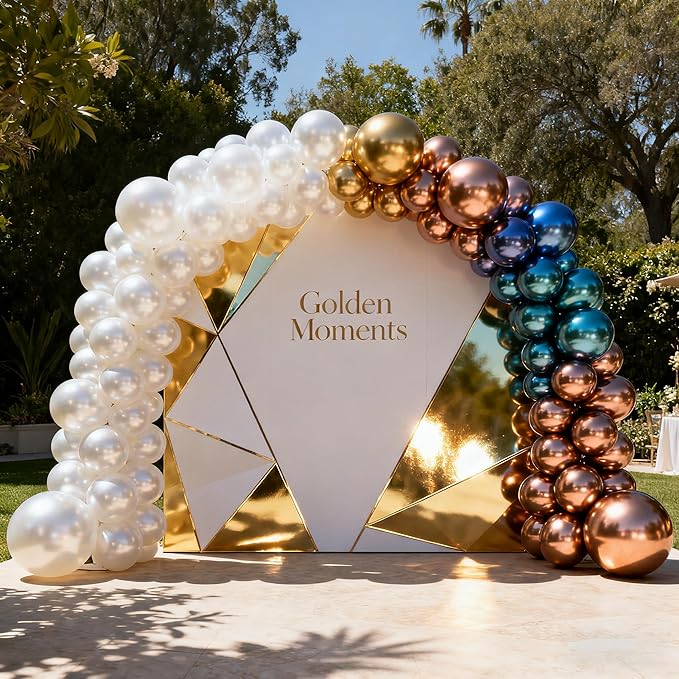 Chrome Metallic Balloons 66 Pack, 12 Inch Shiny Latex Helium Party Balloons Garland Kit with Assorted Colors for Birthdays Weddings Baby Showers Graduation Arch Decorations