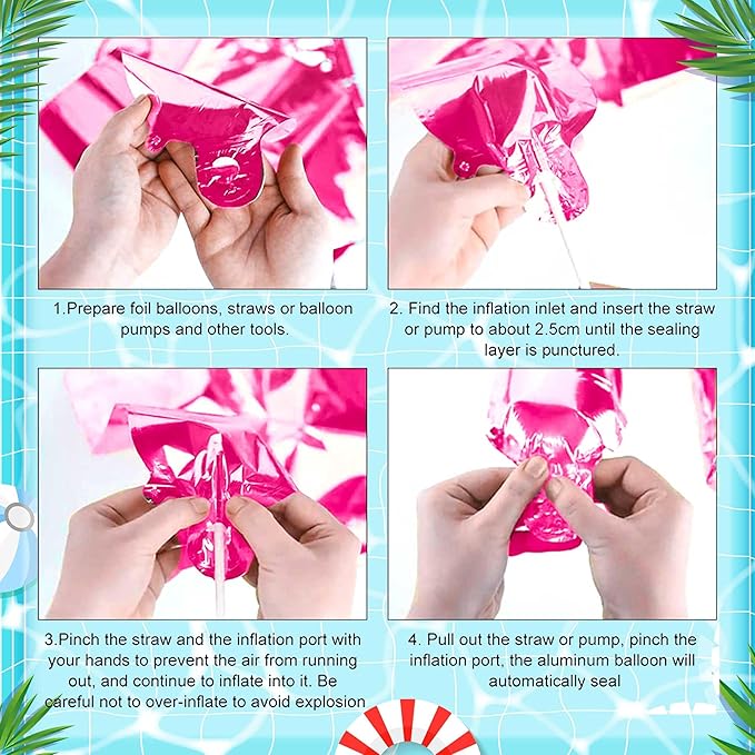 Summer Pool Beach Party Decoration, Pink Pool Party Balloon, Summer Birthday Bash Party Decorations Tropical Balloons Banner for girls Swimming Water Luau Tropical Hawaii Party Decoration Supplies