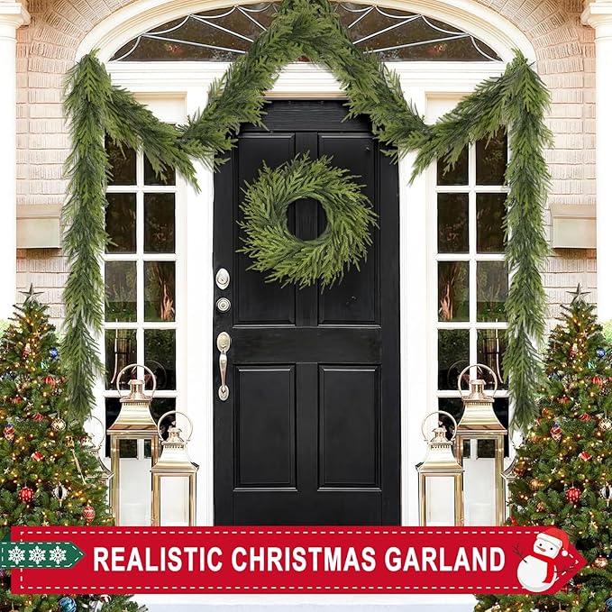 6 Ft Realistic Christmas Garland,Natural Droopy,Soft Bendable Cedar Garland, Lifelike Garland Christmas Decorations,Christmas Garland for Mantle Table Fireplace Stairs Christmas Decorations Indoor