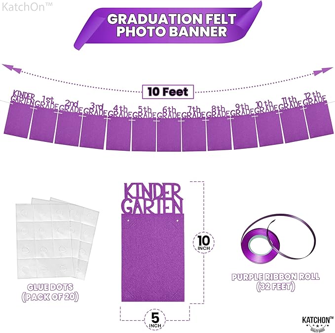 KatchOn, K-12 Grad Photo Banner 5x7 - Large, 10 Feet | Congrats Grad Banner, Purple Graduation Decorations Class of 2025 | Grad Picture Display, Graduation Decorations 2025