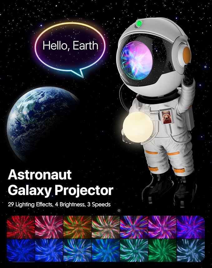 Rossetta Astronaut Galaxy Projector, Star Projector for Bedroom, LED Night Light for Kids Room with Timer and Remote, Room Decor Aesthetic, Home Decor, Gifts for Adults, Teens, Christmas, Birthday