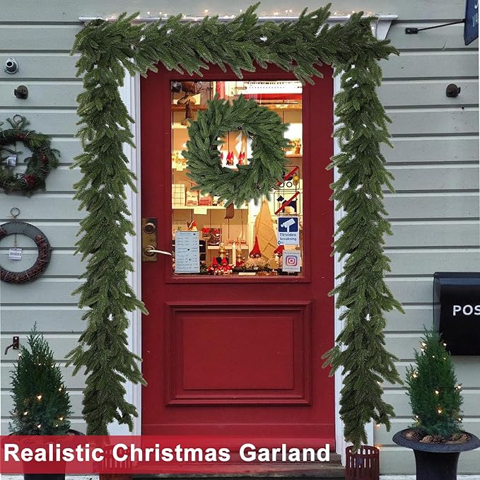 6 Ft Realistic Christmas Garland,Natural Droopy,Soft Bendable Cedar Garland, Lifelike Garland Christmas Decorations,Christmas Garland for Mantle Table Fireplace Stairs Christmas Decorations Outdoor