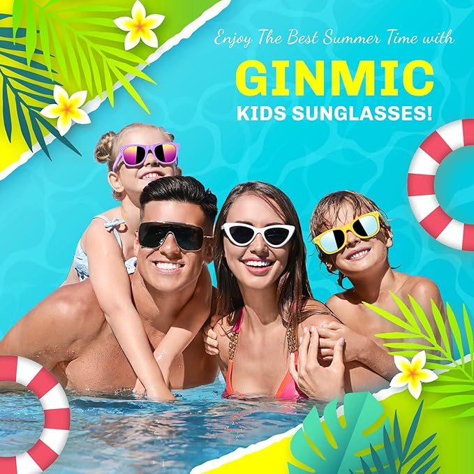 GINMIC Kids sunglasses bulk, Kids Sunglasses Party Favor, 36Pack Neon Sunglasses for Boys and Girls Age 3-8, Goody Bag Favors, Great Gift for Pool, Birthday Party Supplies…