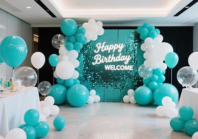 Turquoise Blue Peacock Blue Balloons 145pcs Different Sizes 5in 10in 12in 18in Teal Aqua Latex Balloon Arch Kit Garland for Wedding Baby Shower Birthday Party Decoration