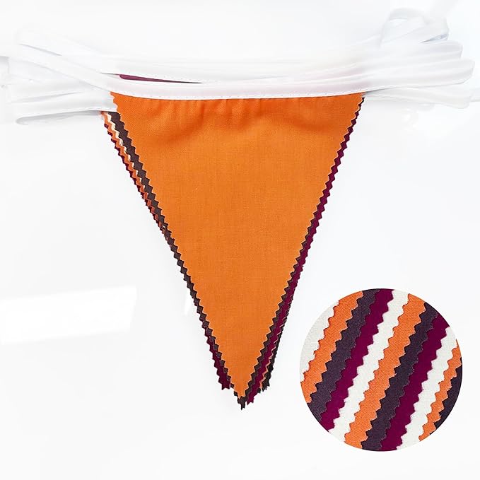 32Ft Fall Party Decorations Burgundy Orange Brown Triangle Flag Fabric Pennant Garland Bunting for Happy Fall Decor Thanksgiving Day Harvest Autumn Wedding Birthday Party Outdoor Garden Hanging Decor
