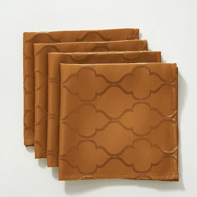 SASTYBALE Fall Jacquard Napkins 20x20 Inch - Flower Pattern Brown Polyester, Spill Proof Wrinkle Resistant, Tabletop Decor for Thanksgiving Turkey Dinner, Fall Kitchen Dining & Holiday Parties