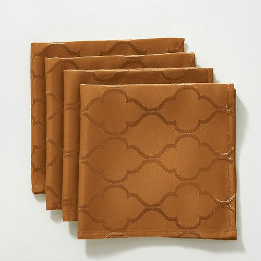 SASTYBALE Fall Jacquard Napkins 20x20 Inch - Flower Pattern Brown Polyester, Spill Proof Wrinkle Resistant, Tabletop Decor for Thanksgiving Turkey Dinner, Fall Kitchen Dining & Holiday Parties