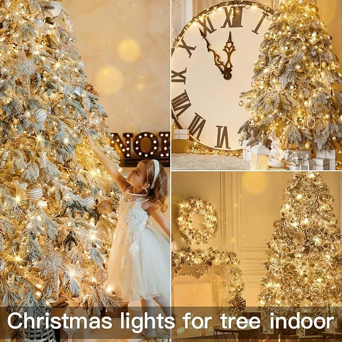 suddus 100 Led Connectable Christmas String Lights Outdoor with Timer, 33ft Fairy Lights Plug in Waterproof Indoor, Twinkle Lights with Remote for Xmas Tree, Bedroom, Party, Patio, Garden – Warm White