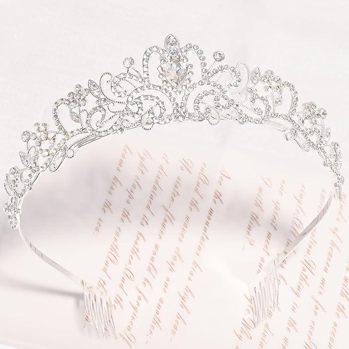 TAROSE Crowns for Women and Girls, Queen Crystal Gold Silver Tiaras with White Rhinestone and Combs, Goddess Crown for Wedding Bride Birthday Princess Bridal Shower Hair Accessories for Women