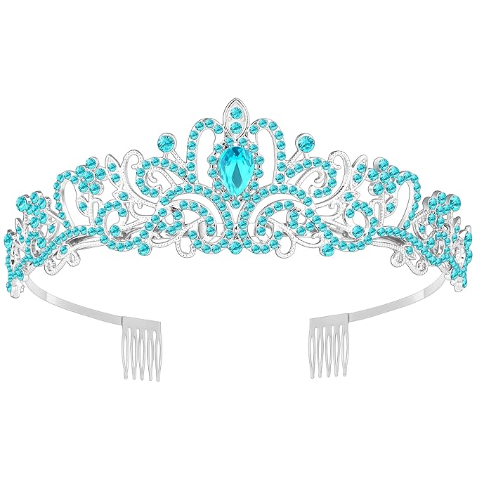 Tiara Crown for Women, Queen Tiara for Birthday Prom Bridal Party Custome Blue