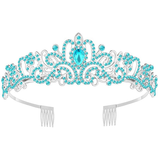 Tiara Crown for Women, Queen Tiara for Birthday Prom Bridal Party Custome Blue