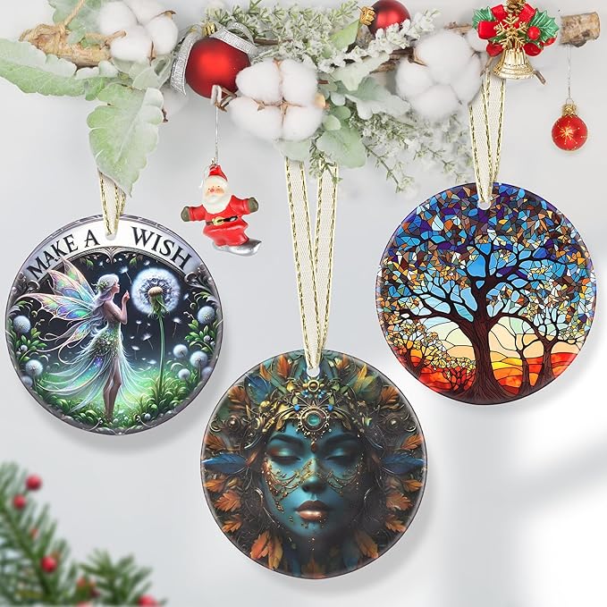 Hippie Theme Christmas Ornament - 3.5 Inch Ceramic Hanging Decoration for Christmas Tree, Gift Exchange or Holiday Presents