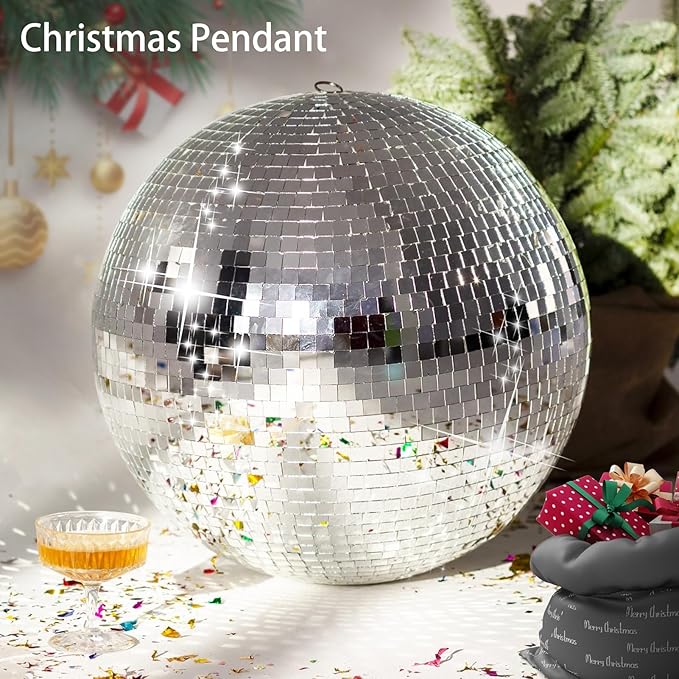 12/16/20inch Large Mirror Disco Ball - Hanging Big Disco Ball for Party Decorations, DJ Clubs, Weddings, Bars, Holiday Events, and Stage Decor (12 inch)
