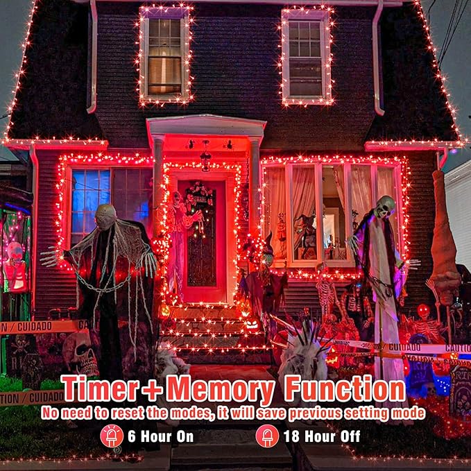 Vivideal 100 LED Red Christmas Lights Outdoor, 33ft Red String Lights 8 Modes Clear Wire, Connectable Waterproof Plug in Pink Led Light for Bedroom Indoor Outdoor Christmas Decorations