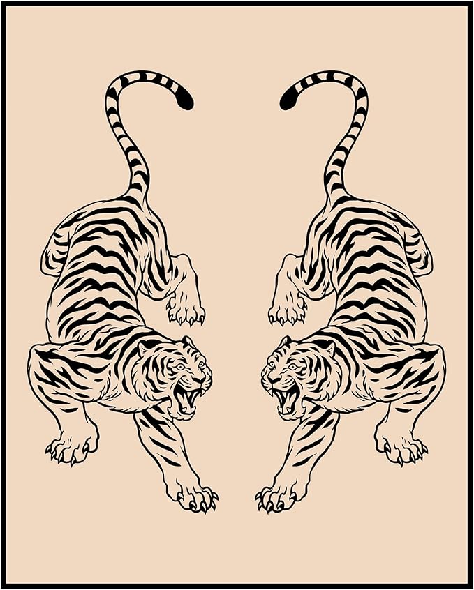 Posterizer 1 pcs - Tiger Minimalist Japanese Wall Art - Art for Animal Lovers - Retro Art - Gift for Men Women Entrepreneur Teens - Chic Home Decor - 08x10 unframed wall art