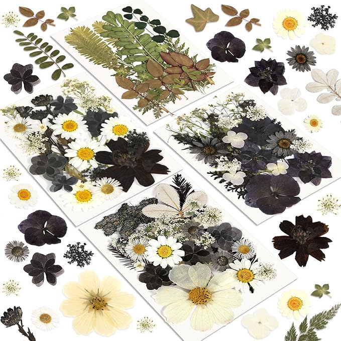 Dried Flowers, Resiners Pressed Flowers for Craft Real Natural Dried Flowers Kit for Scrapbook Supplies DIY Making Crafts Jewelry Resin Soap Candle Card Making (Nightfall 100pcs)