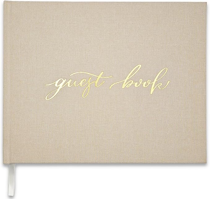 Personalized Wedding Guest Book-for Wedding Reception and Various Celebrations Including Birthday Parties, Anniversaries, Baby Showers-100 Blank Pages for Guest Signatures and Photo Displays (Beige)