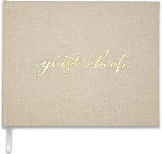 Personalized Wedding Guest Book-for Wedding Reception and Various Celebrations Including Birthday Parties, Anniversaries, Baby Showers-100 Blank Pages for Guest Signatures and Photo Displays (Beige)