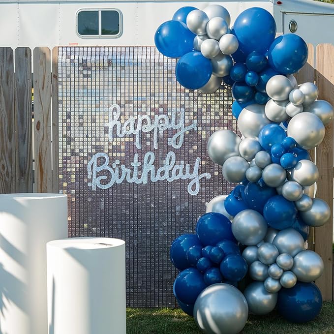Blue Balloons, 50pcs Blue and Silver Balloon, Navy Pearl Dark Blue Metallic Balloons, Blue Confetti Balloon For Boy Man Birthday Party Baby Shower Gender Reveal Graduation Wedding Decor