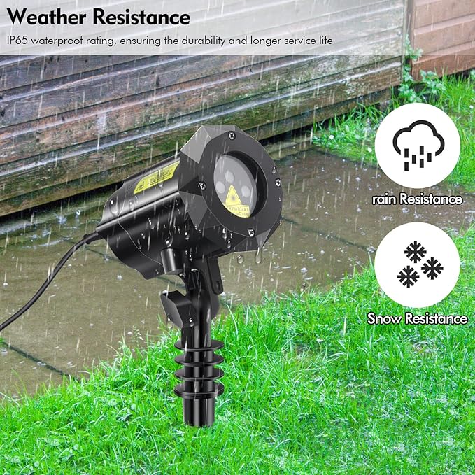 Poeland Christmas Laser Projector Lights with Remote Control and Security Lock, Halloween Garden Lights for Indoor, Outdoor, Home, Garden (Red, Green, Led Blue)