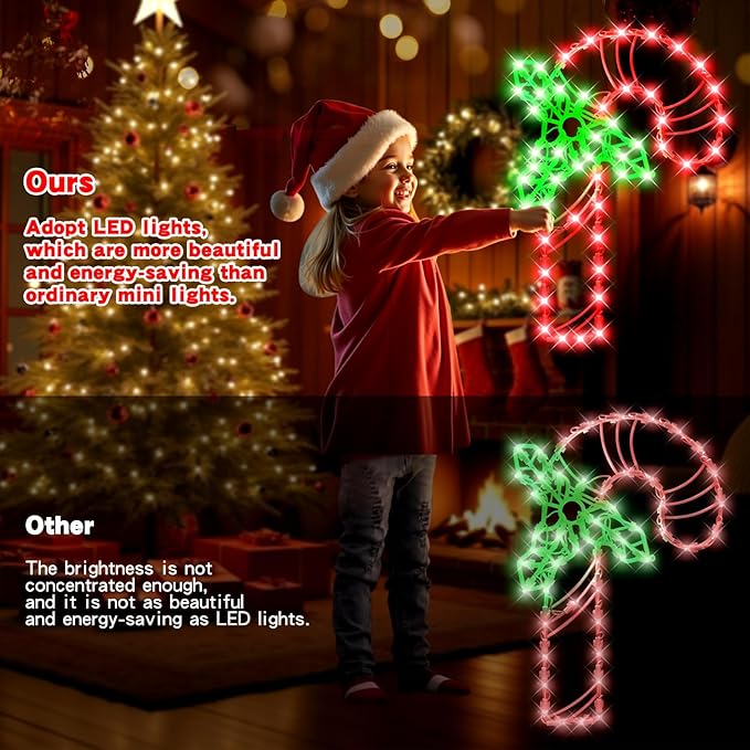 4 Pack Christmas Window Silhouette LED Lights Decorations, Angel, Xmas Trees, Candy Cane, Snow Man Christmas Window Light Decorations with 50 Bulbs for Holiday Wall Door Glass Decorations