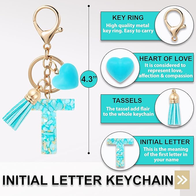 Initial Letter Keychain, Butterfly Keychain Cute Resin, Initial Keychain Backpack Charms, Key chain for Women, Girls