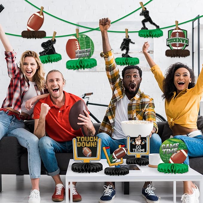 10PCS Football Party Decorations Football Table Centerpiece Football Honeycomb Centerpieces Table Toppers for Football Birthday Party Football Game