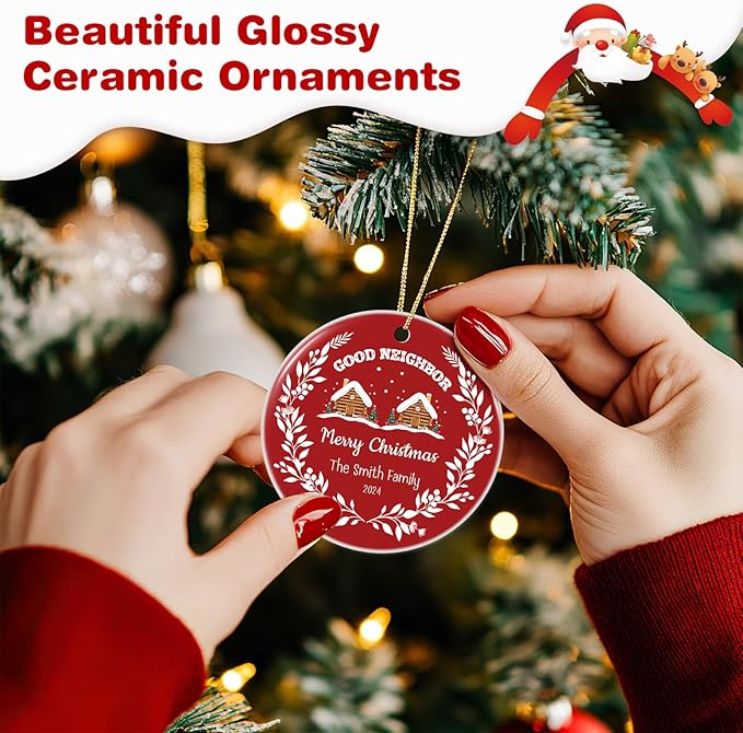 Custom Ceramic Christmas Ornaments with Photo Text - Personalized New Home Christmas Hanging Decorations Decorations