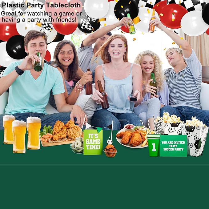 WNINK 6 Pack Dark Green Plastic Tablecloths 54" x 108" Rectangular Table Covers for Weddings, Bridal Showers, Birthdays, Parties