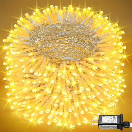 165FT 500 LED Christmas Lights, Plug in Christmas String Lights with Waterproof, 8 Modes Twinkle Fairy Lights for Bedroom Xmas Garden Wedding House Decorations, Warm White