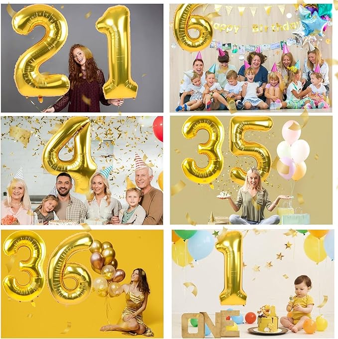 40 inch Gold Number Balloon Giant Foil Helium Balloons Gold Number 3 Balloon for 3rd Birthday Party Anniversary Decorations Supplies