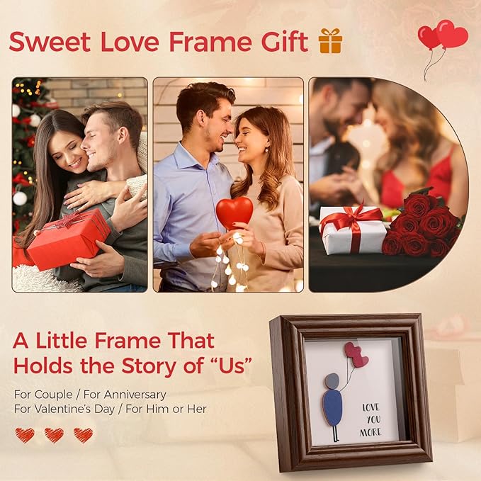 LukieJac Valentine's Day Gifts Shadow Box Frame - I Love You Gifts Decoration for Girlfriend, Her, Wife for Anniversary, Birthday, Christmas
