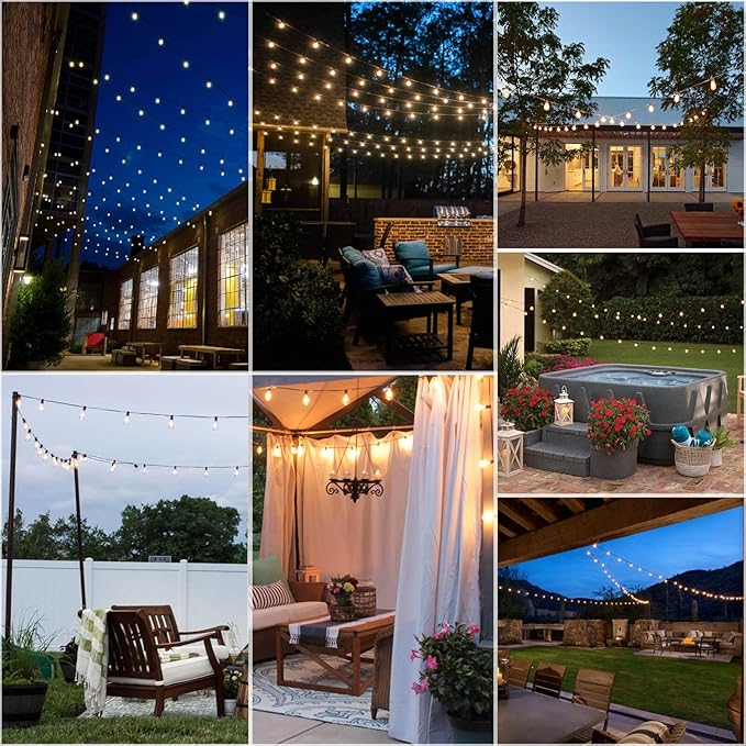 LED Outdoor Edison String Light 400FT Patio Lights with 200+8 Extral Shatterproof ST38 Vintage 2200K Bulbs Outside Lights Waterproof for Patio Porch Pergola Garden backyard,4Pack x 100FT Connectable