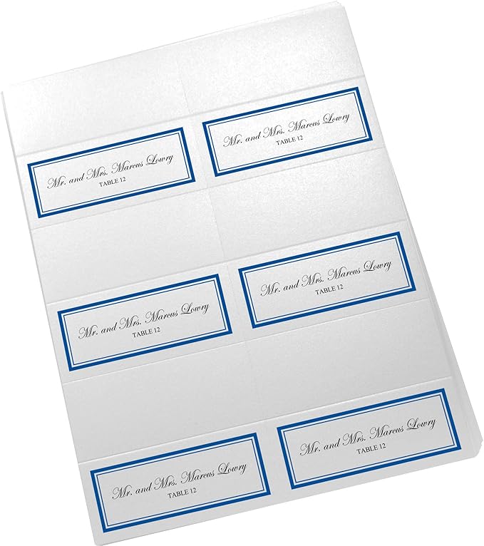 Double Line Border Printable Place Cards, Royal Blue (Choose Color), Set of 60 (10 Sheets), Laser & Inkjet Printers - Wedding, Party, Dinner, and Special Events - Made in the USA