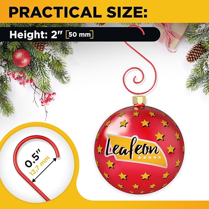 50 pcs S-Shaped Christmas Ornament Hooks – Perfect Ornament Hangers - Red Ornament Hooks for Christmas Trees Decoration