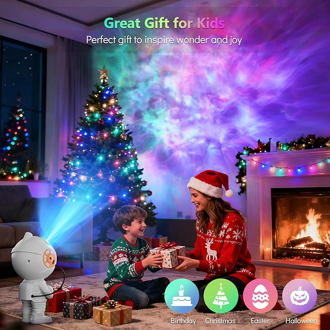 Rossetta Astronaut Galaxy Projector, Star Projector for Kids with Remote Control and Auto Timer, Night Light Projector for Bedroom, Living Room, Christmas, Birthday