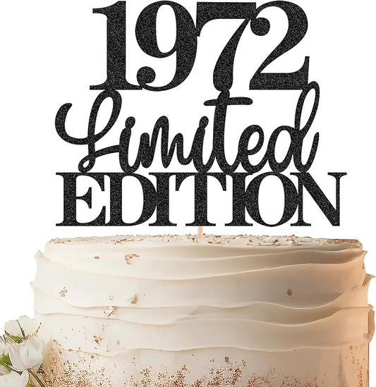 Limited EDITION 1972 Cake Topper - Black Glitter Happy 53rd Birthday Party Cake Decoration Supplies, Cheer to 53 Years Cake Bunting Decor for 53rd Birthday Party Photo Booth Props