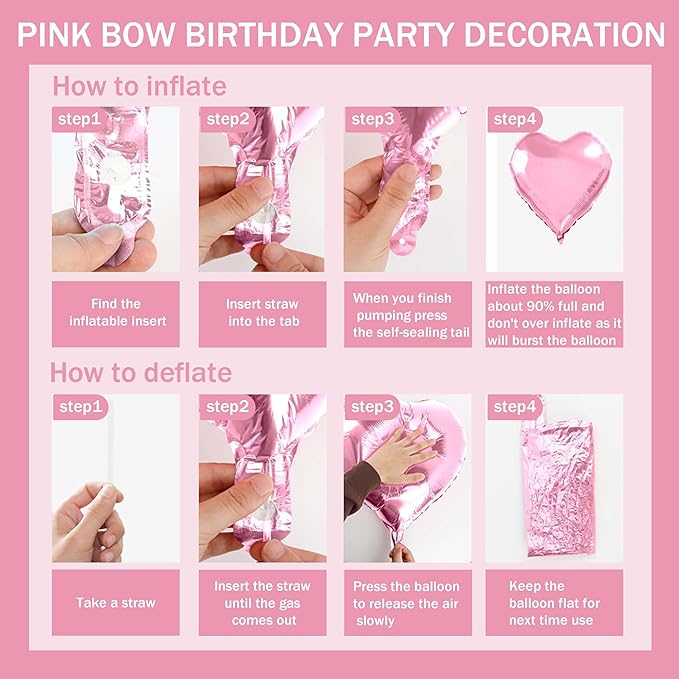 Pink Bow Birthday Party Decorations for women,Fringe Curtains Happy Birthday Banner,Pink balloons,Cake Toppers for girls