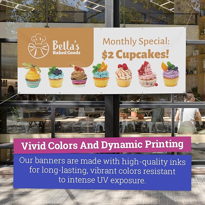 Personalized Vinyl Banner – Vinyl Printed Customizable Banner for Indoor and Outdoor Use (3'x8')