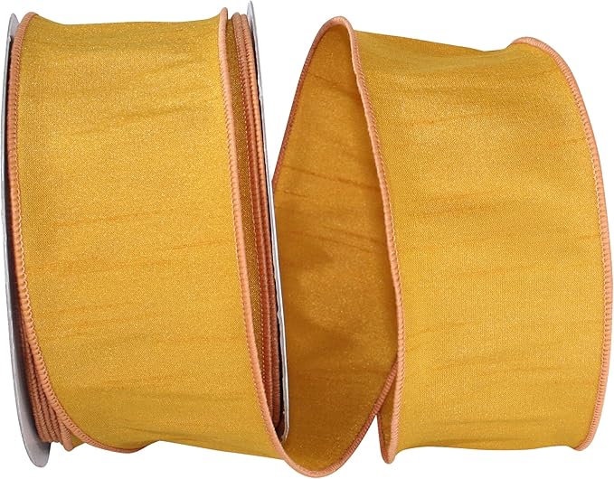 Reliant Ribbon 92975W-688-40H Dupioni Supreme Wired Edge Ribbon, 2-1/2 Inch X 20 Yards, Mustard