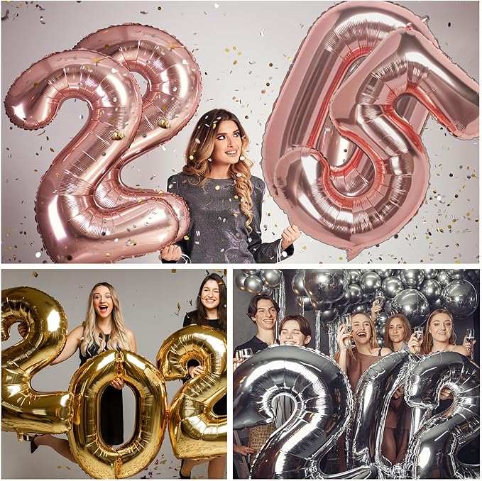 Smlpuame 40 Inch 2025 Balloons Silver, Large Foil Number Balloons for Happy New Years Festival Celebration Party Supplies Class of 2025 Graduation Decorations