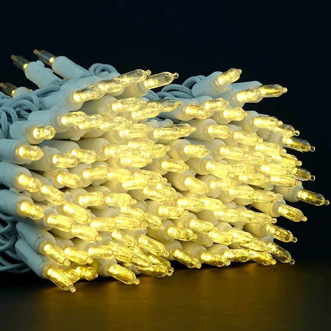 200 Count Warm White LED Christmas Lights, 66 ft White Wire UL Certified Commercial Grade Holiday String Light Set (Warm White)
