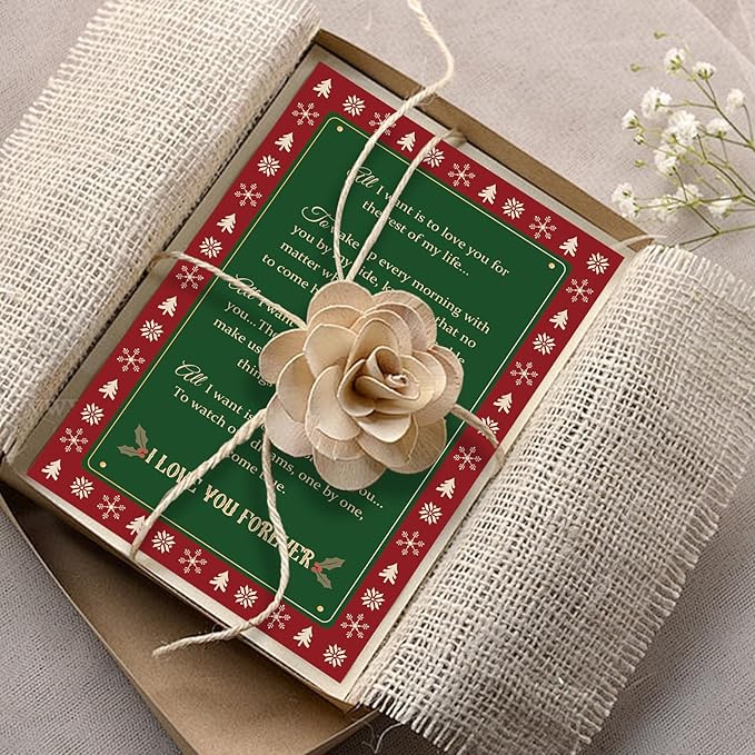Romantic Christmas Card for Couples, Vintage Heartfelt Holiday Wishes with Love Messages Inside, Sweet Christmas Card for Partners Men Women