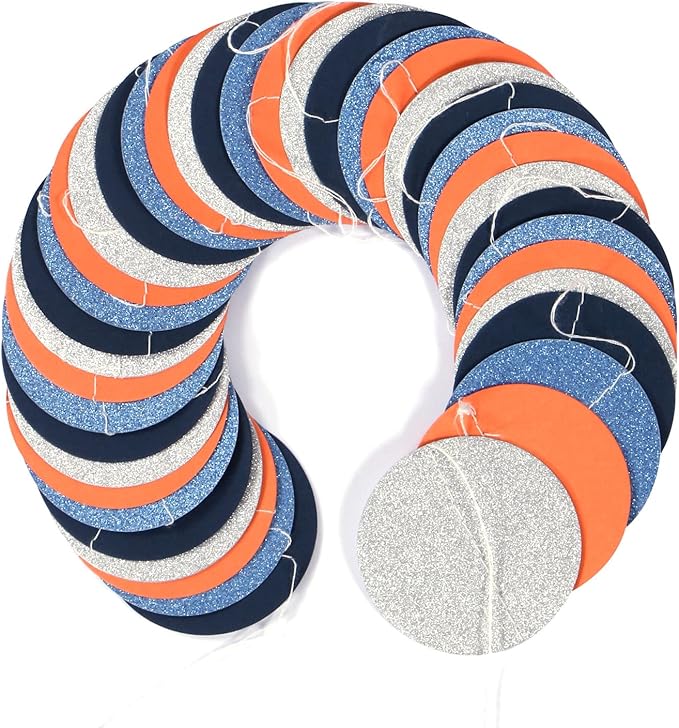 Blue-Silver Orange Space Party-Decorations Streamers-Garland - 52Ft Graduation 2025 Glitter Hanging Paper Banner,Birthday Boy Baby Shower Decor Banners Lasting Surprise