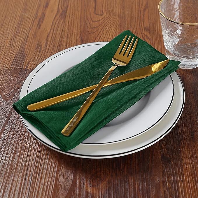 Cloth Napkins 20x20 inch Washable Polyester Dinner Napkins Soft Table Napkins for Wedding Party Dining Banquet(Hunter,12PCS)
