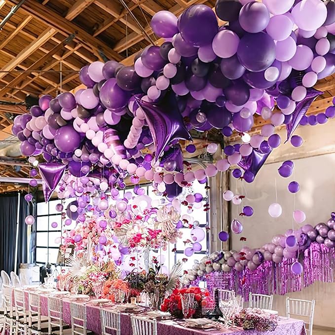 PartyWoo Pastel Purple Balloons 100 pcs Different Sizes Pack of 36 18 12 10 5 Inch Light Pastel Purple Lavender Lilac Balloon Arch Kit Garland for Baby Shower Birthday Party Decorations Purple-Q10