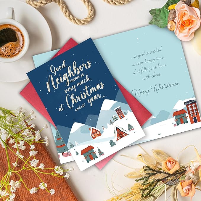 Neighbors Christmas Card, Heartfelt Holiday Greeting to Show Appreciation, Xmas Card Gift Ideal for Next-Door Friends