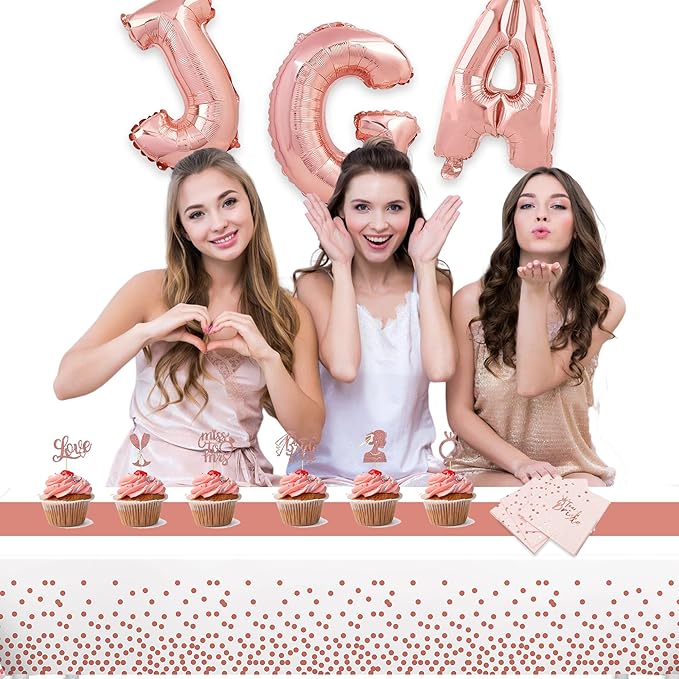 GREATRIL Rose Gold Party Table Covers Tablecloth for Bride/New Years Eve/Ceremony/Birthdays/Bachelorette Party Decorations Rectangle Tablecover 54'' x 108'' - 2 Packs