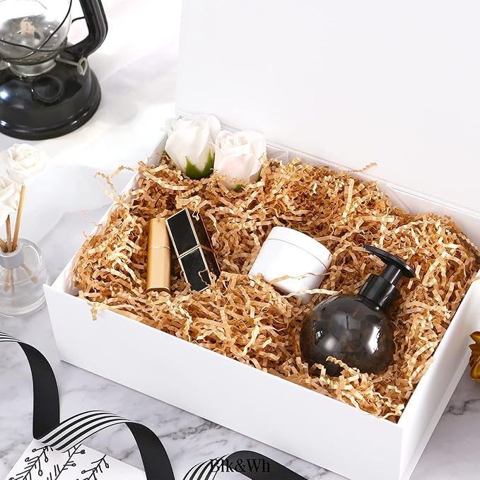 BLK&WH Magnetic Gift Box 11.5x8.1x3.8 Inches, Large White Box With Lid, Bridesmaid Proposal (Matte White)