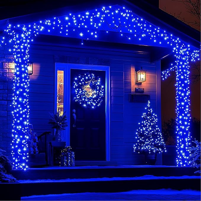 Joomer Mini Christmas String Lights - 19.5FT 100 LED Plug-in String Light, Connectable Waterproof Fairy Lights for Indoor Outdoor Decor, Patio, Home, Garden,Holiday,Christmas Decoration - Blue